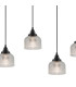 DeRuyter 7 Light Linear Pendant E27 Satin Black/Prismatic Dome Glass Clear-7