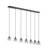 DeRuyter 7 Light Linear Pendant E27 Satin Black/Prismatic Dome Glass Clear-8