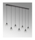 DeRuyter 7 Light Linear Pendant E27 Satin Black/Prismatic Dome Glass Clear-9