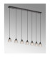 DeRuyter 7 Light Linear Pendant E27 Satin Black/Prismatic Dome Glass Clear-10