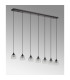 DeRuyter 7 Light Linear Pendant E27 Satin Black/Prismatic Dome Glass Clear-11