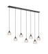 DeRuyter 7 Light Linear Pendant E27 Satin Black/Prismatic Dome Glass Frosted-1