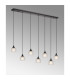DeRuyter 7 Light Linear Pendant E27 Satin Black/Prismatic Dome Glass Frosted-3