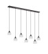 DeRuyter 7 Light Linear Pendant E27 Satin Black/Prismatic Dome Glass Frosted-4