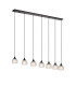 DeRuyter 7 Light Linear Pendant E27 Satin Black/Prismatic Dome Glass Frosted-5