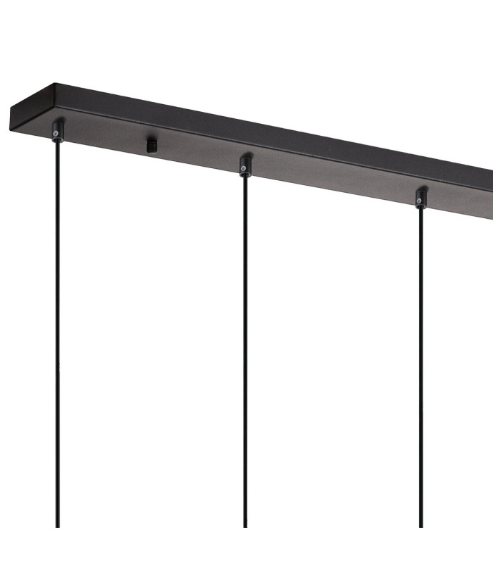 DeRuyter 7 Light Linear Pendant E27 Satin Black/Prismatic Dome Glass Frosted-6