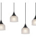DeRuyter 7 Light Linear Pendant E27 Satin Black/Prismatic Dome Glass Frosted-7
