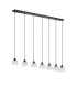 DeRuyter 7 Light Linear Pendant E27 Satin Black/Prismatic Dome Glass Frosted-8