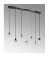 DeRuyter 7 Light Linear Pendant E27 Satin Black/Prismatic Dome Glass Frosted-9