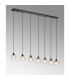DeRuyter 7 Light Linear Pendant E27 Satin Black/Prismatic Dome Glass Frosted-10