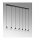 DeRuyter 7 Light Linear Pendant E27 Satin Black/Prismatic Dome Glass Frosted-11