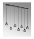 DeRuyter 7 Light Linear Pendant E27 Satin Black/Prismatic Dome Glass Smoke-3
