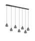 DeRuyter 7 Light Linear Pendant E27 Satin Black/Prismatic Dome Glass Smoke-4