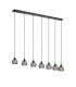 DeRuyter 7 Light Linear Pendant E27 Satin Black/Prismatic Dome Glass Smoke-5