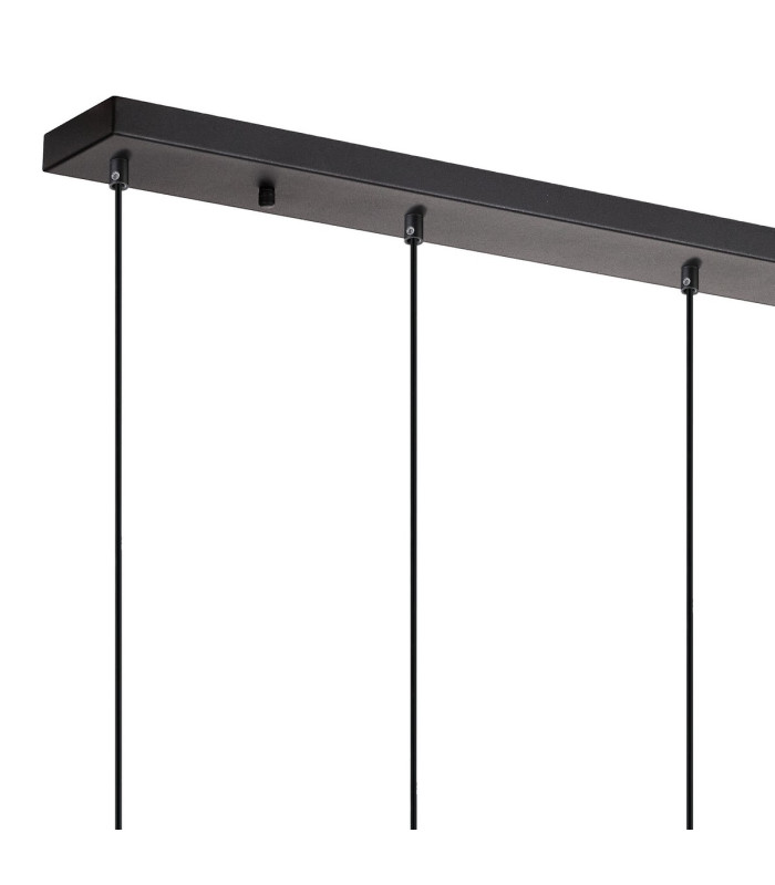 DeRuyter 7 Light Linear Pendant E27 Satin Black/Prismatic Dome Glass Smoke-6