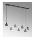 DeRuyter 7 Light Linear Pendant E27 Satin Black/Prismatic Dome Glass Smoke-9