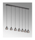 DeRuyter 7 Light Linear Pendant E27 Satin Black/Prismatic Dome Glass Smoke-10
