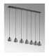 DeRuyter 7 Light Linear Pendant E27 Satin Black/Prismatic Dome Glass Smoke-11
