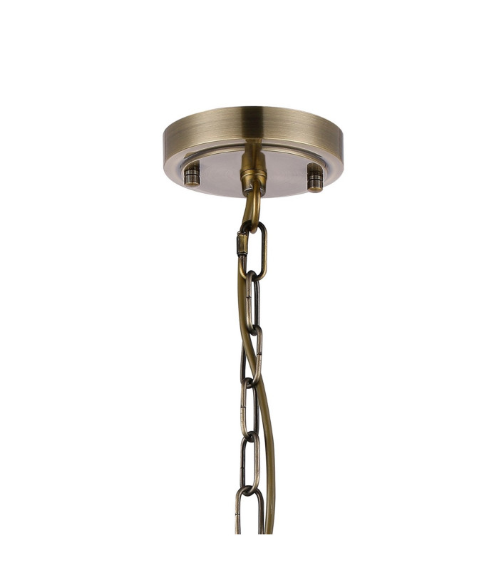 DeRuyter 47cm Semi Flush/Pendant 3 Light E27 Antique Brass/Amber Glass-5