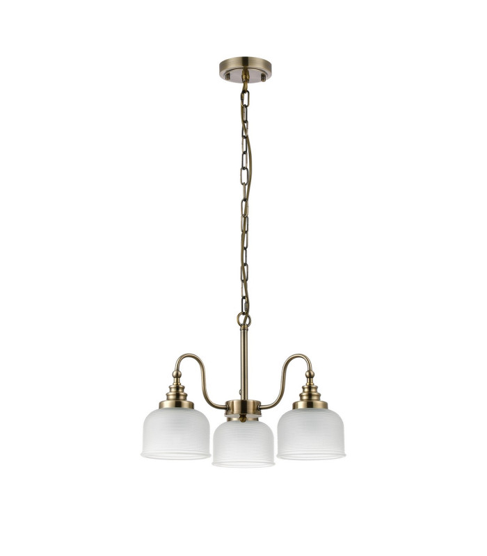 DeRuyter 47cm Semi Flush/Pendant 3 Light E27 Antique Brass/Frosted Glass-3
