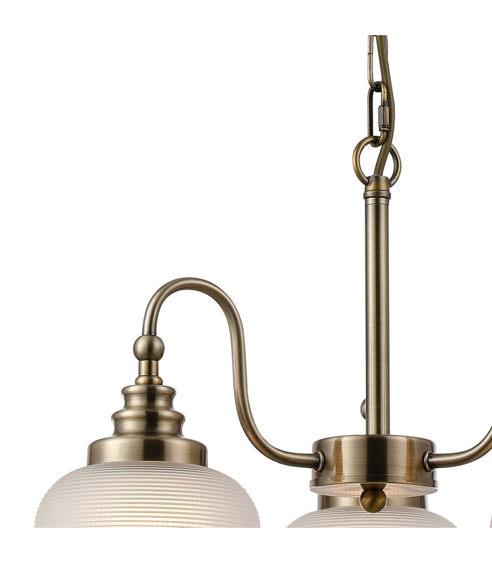 DeRuyter 47cm Semi Flush/Pendant 3 Light E27 Antique Brass/Frosted Glass-5