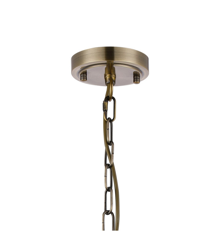 DeRuyter 47cm Semi Flush/Pendant 3 Light E27 Antique Brass/Smoke Glass-5