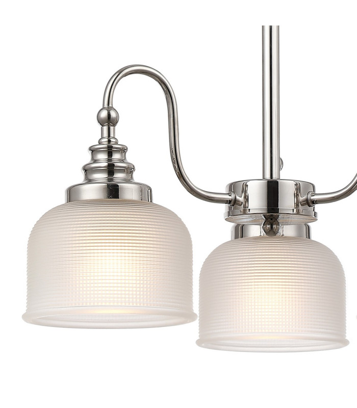 DeRuyter 47cm Semi Flush/Pendant 3 Light E27 Polished Nickel/Frosted Glass-6