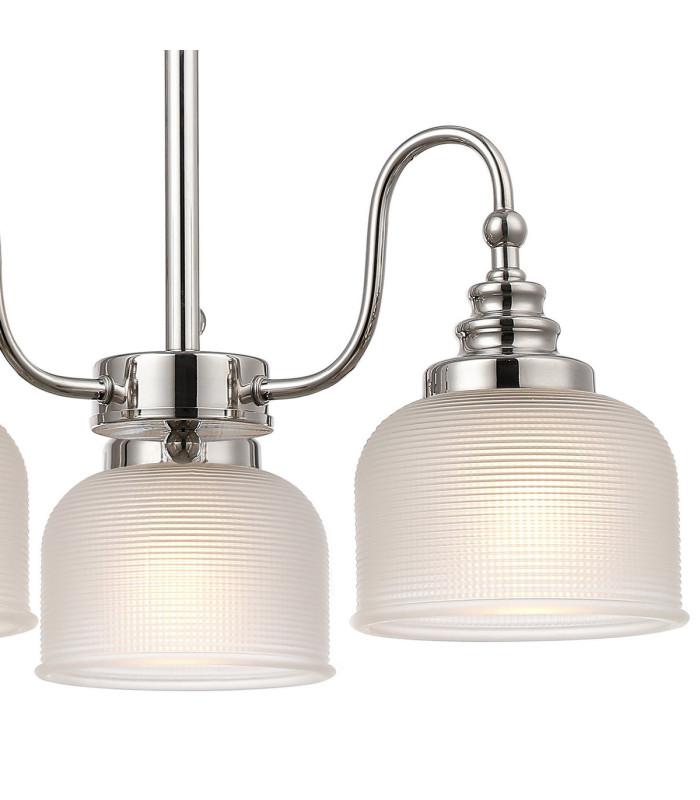 DeRuyter 47cm Semi Flush/Pendant 3 Light E27 Polished Nickel/Frosted Glass-7