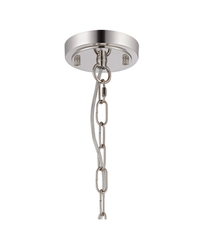 DeRuyter 47cm Semi Flush/Pendant 3 Light E27 Polished Nickel/Smoke Glass-5