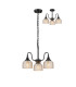 DeRuyter 47cm Semi Flush/Pendant 3 Light E27 Satin Black/Amber Glass-1