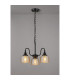 DeRuyter 47cm Semi Flush/Pendant 3 Light E27 Satin Black/Amber Glass-3