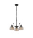 DeRuyter 47cm Semi Flush/Pendant 3 Light E27 Satin Black/Amber Glass-4