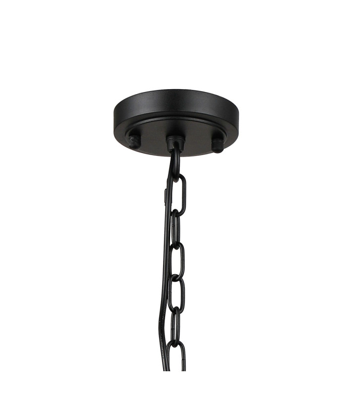DeRuyter 47cm Semi Flush/Pendant 3 Light E27 Satin Black/Amber Glass-5