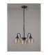 DeRuyter 47cm Semi Flush/Pendant 3 Light E27 Satin Black/Amber Glass-8
