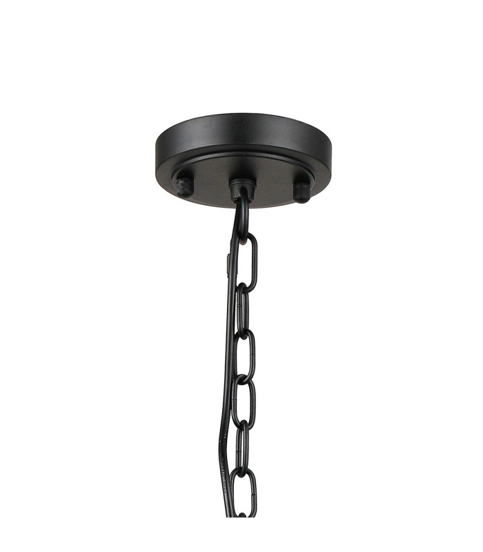 DeRuyter 47cm Semi Flush/Pendant 3 Light E27 Satin Black/Clear Glass-5