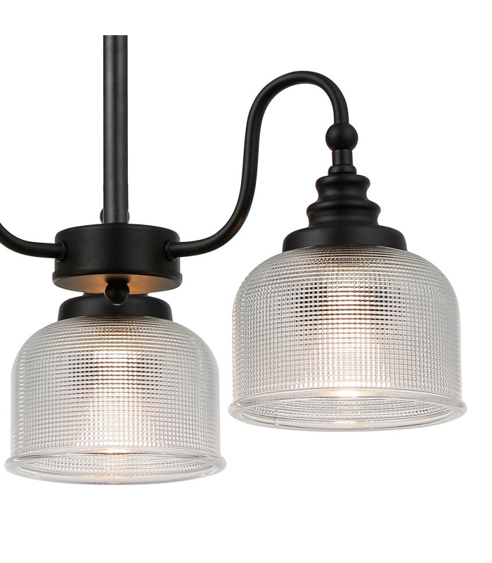 DeRuyter 47cm Semi Flush/Pendant 3 Light E27 Satin Black/Clear Glass-7