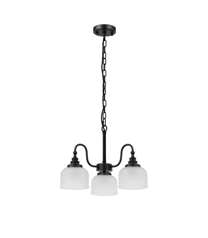 DeRuyter 47cm Semi Flush/Pendant 3 Light E27 Satin Black/Frosted Glass-4