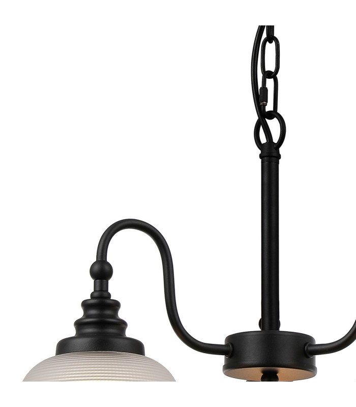 DeRuyter 47cm Semi Flush/Pendant 3 Light E27 Satin Black/Frosted Glass-6