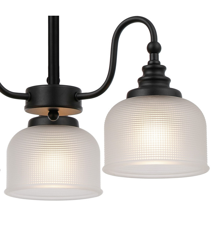 DeRuyter 47cm Semi Flush/Pendant 3 Light E27 Satin Black/Frosted Glass-7