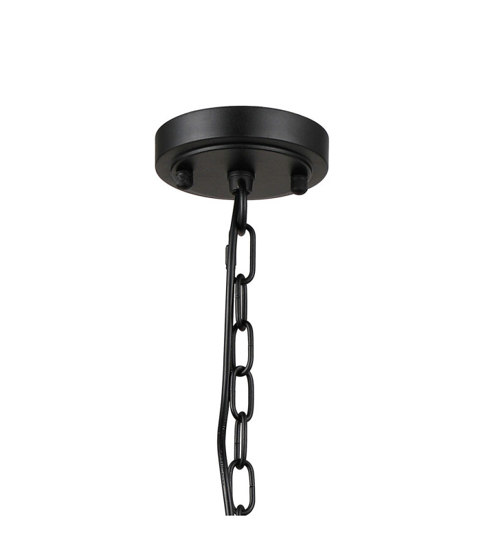 DeRuyter 47cm Semi Flush/Pendant 3 Light E27 Satin Black/Smoke Glass-5