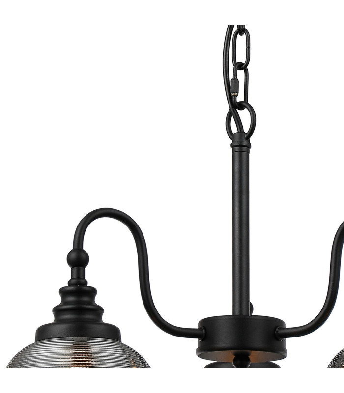 DeRuyter 47cm Semi Flush/Pendant 3 Light E27 Satin Black/Smoke Glass-6