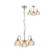 DeRuyter 47cm Semi Flush/Pendant 3 Light E27 Satin Nickel/Amber Glass-1