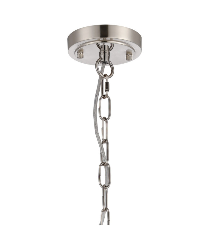 DeRuyter 47cm Semi Flush/Pendant 3 Light E27 Satin Nickel/Amber Glass-5