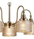 DeRuyter 57cm Semi Flush/Pendant 5 Light E27 Antique Brass/Amber Glass-7