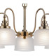 DeRuyter 57cm Semi Flush/Pendant 5 Light E27 Antique Brass/Frosted Glass-6