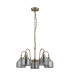 DeRuyter 57cm Semi Flush/Pendant 5 Light E27 Antique Brass/Smoke Glass-4
