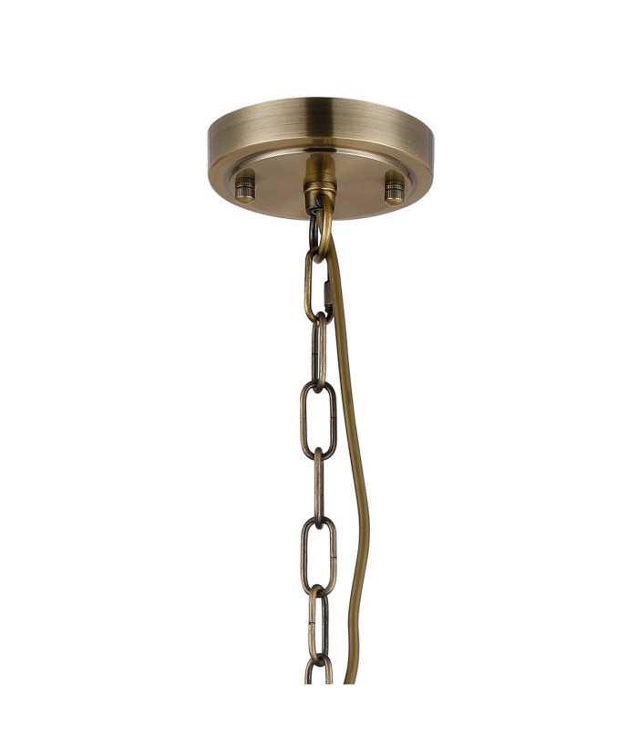 DeRuyter 57cm Semi Flush/Pendant 5 Light E27 Antique Brass/Smoke Glass-5