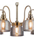 DeRuyter 57cm Semi Flush/Pendant 5 Light E27 Antique Brass/Smoke Glass-6