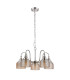 DeRuyter 57cm Semi Flush/Pendant 5 Light E27 Polished Nickel/Amber Glass-4