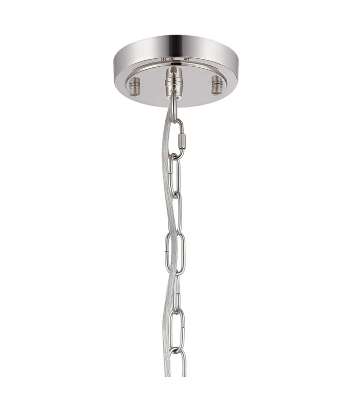 DeRuyter 57cm Semi Flush/Pendant 5 Light E27 Polished Nickel/Amber Glass-5